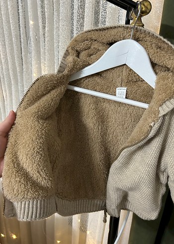 Kapüşonlu Bej Erkek bebek Hırka - Görsel 2