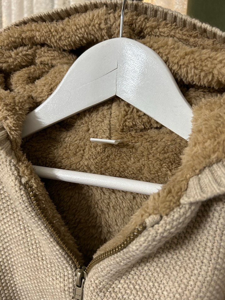 Kapüşonlu Bej Erkek bebek Hırka - Görsel 3