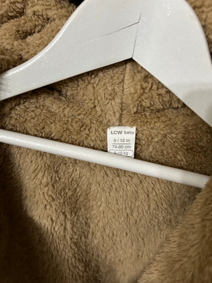 Kapüşonlu Bej Erkek bebek Hırka - Görsel 4