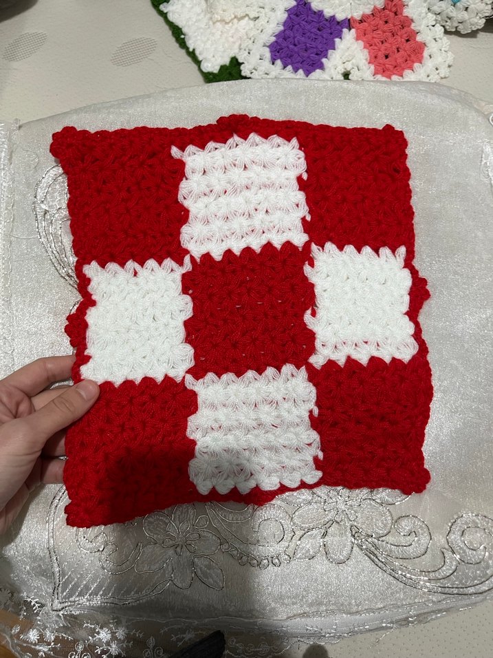 Renkli Çiçek Desenli Örgü Supla - Görsel 5