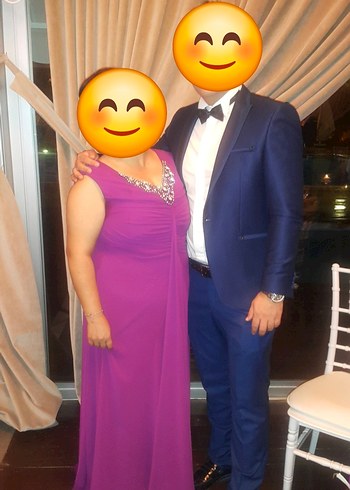 Mor büyük beden şifon elbise 2defa giyildi