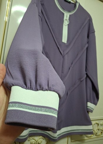 Mor Uzun Kollu Kadın Tunik - Görsel 3