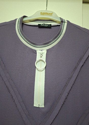 Mor Uzun Kollu Kadın Tunik - Görsel 2