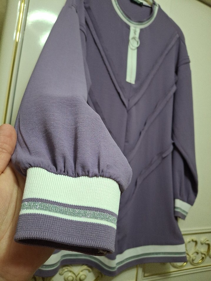 Mor Uzun Kollu Kadın Tunik - Görsel 3