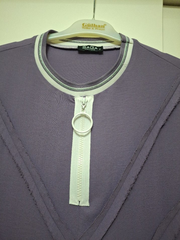 Mor Uzun Kollu Kadın Tunik - Görsel 2