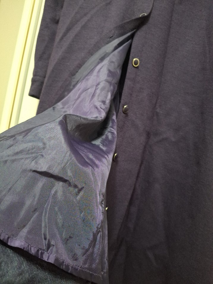 Mor Uzun Düğmeli Kadın Kaban panço gibi - Görsel 4