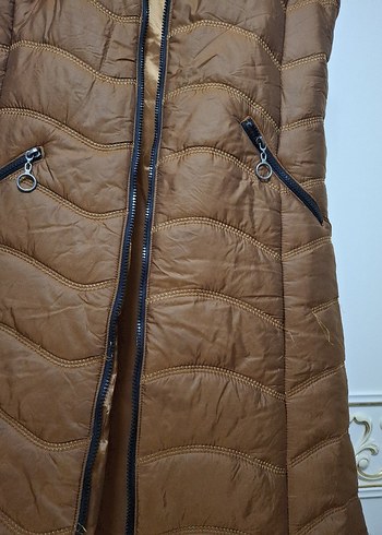 Kahverengi Uzun Suni Kürklü Kadın Yelek - Görsel 3