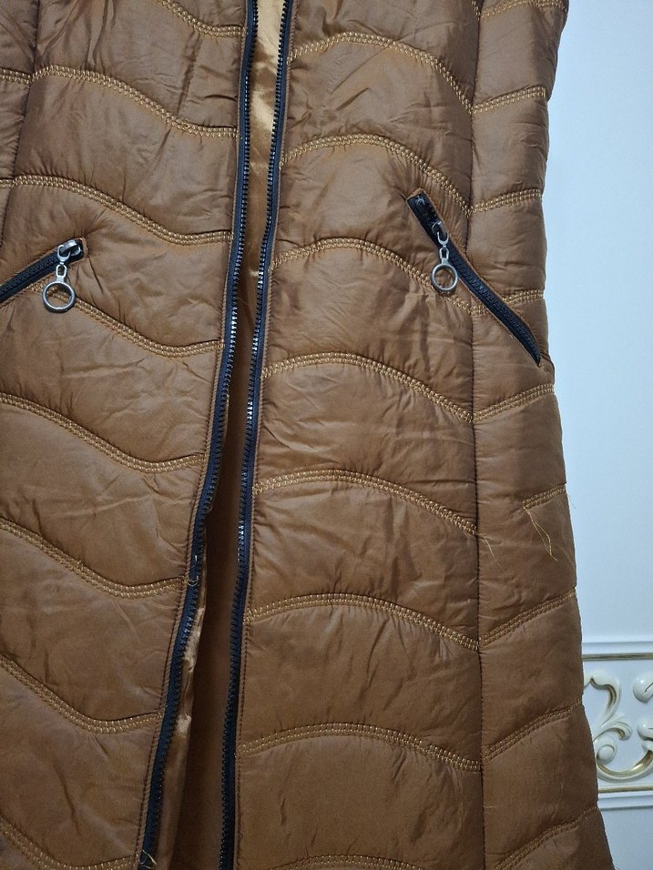 Kahverengi Uzun Suni Kürklü Kadın Yelek - Görsel 3