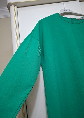 Yeşil Kadın Uzun Kollu Salaş Tunik - Görsel 3