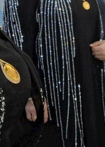 Boncuk İşlemeli Siyah Uzun Kadın Abaya - Görsel 2