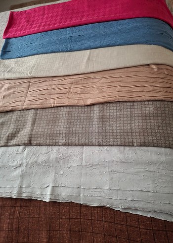 Çok Renkli Keten Pliseli Kadın Şal - Görsel 4