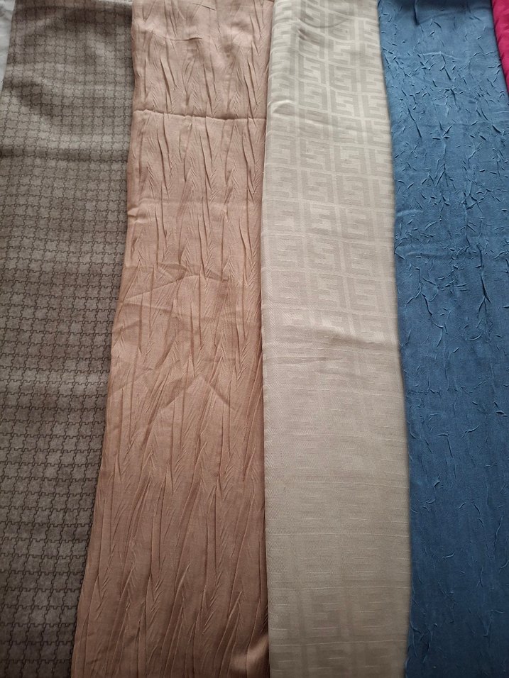 Çok Renkli Keten Pliseli Kadın Şal - Görsel 3