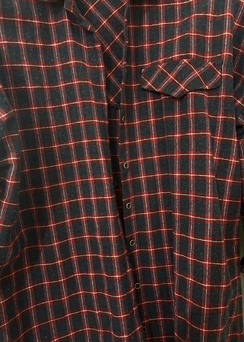 Düğmeli Kırmızı Ekose Salaş Kadın Gömlek - Görsel 2