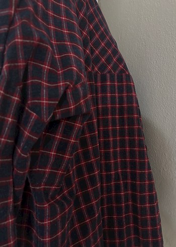 Düğmeli Kırmızı Ekose Salaş Kadın Gömlek - Görsel 3