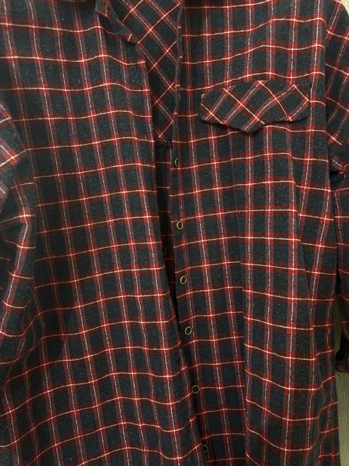 Düğmeli Kırmızı Ekose Salaş Kadın Gömlek - Görsel 2