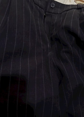 Lacivert Çizgili Kadın Kumaş Pantolon - Görsel 2