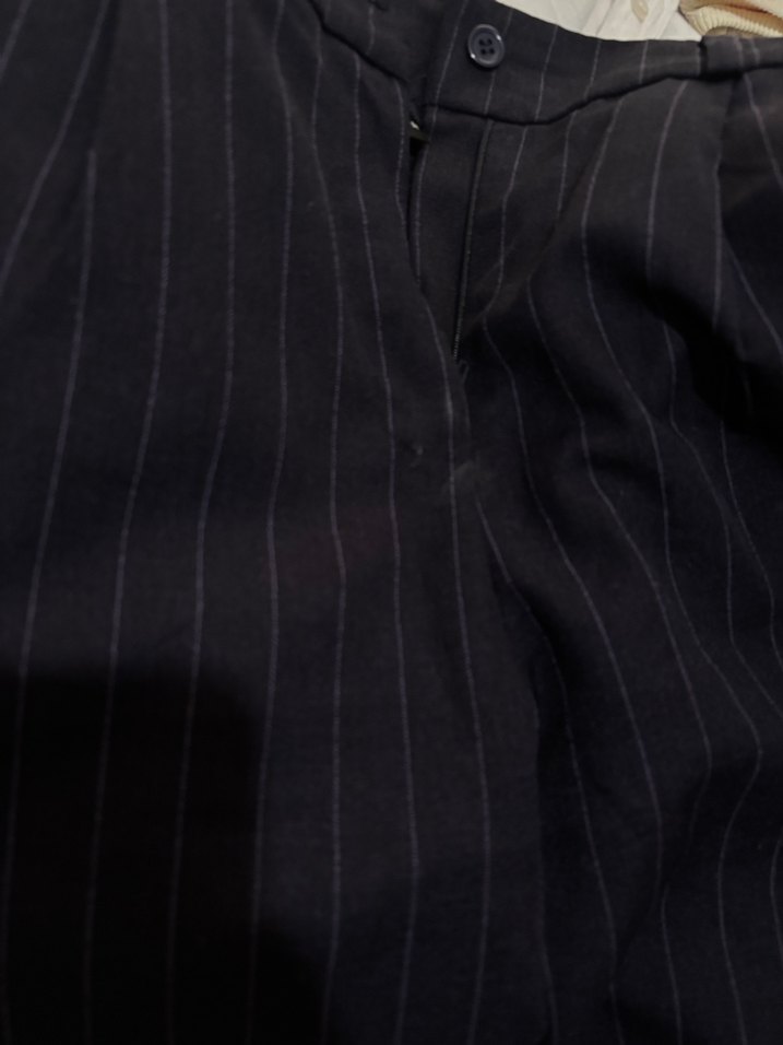 Lacivert Çizgili Kadın Kumaş Pantolon - Görsel 2