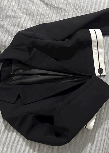 Düğmeli Siyah Kadın Blazer Ceket - Görsel 3