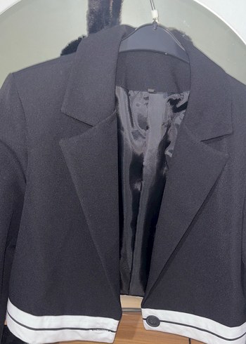 Düğmeli Siyah Kadın Blazer Ceket - Görsel 5