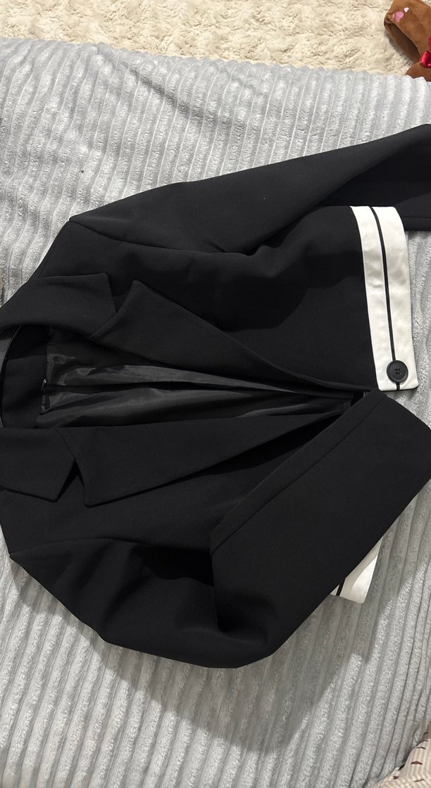 Düğmeli Siyah Kadın Blazer Ceket - Görsel 3