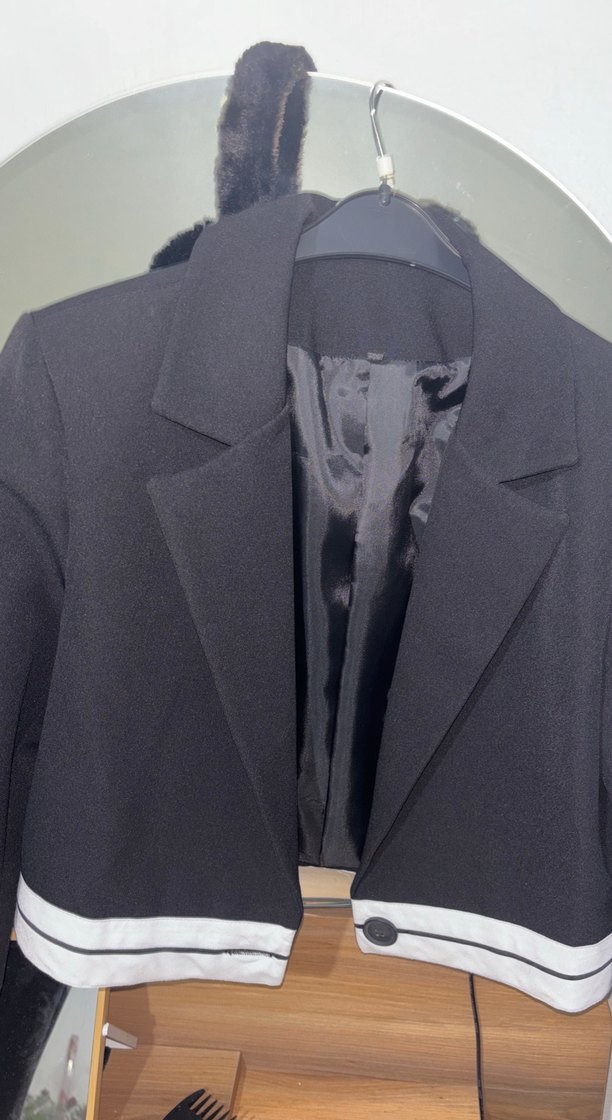 Düğmeli Siyah Kadın Blazer Ceket - Görsel 5