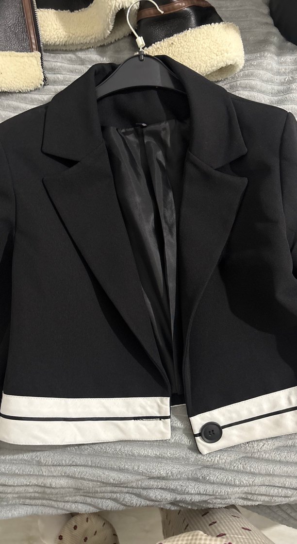 Düğmeli Siyah Kadın Blazer Ceket - Görsel 2