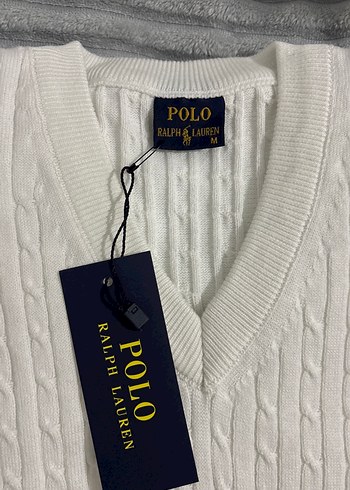 Ralph Lauren Beyaz V Yaka Örgü kadın kazak - Görsel 2