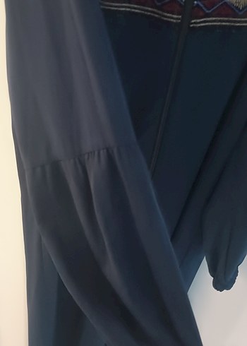 Nakışlı Mavi Bohem Uzun Elbise - Görsel 4