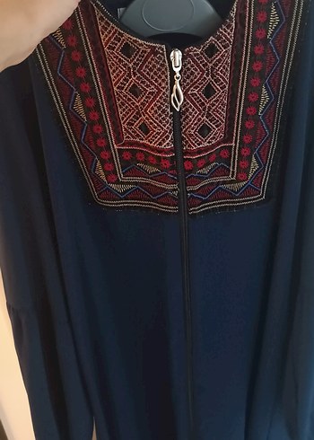 Nakışlı Mavi Bohem Uzun Elbise - Görsel 2