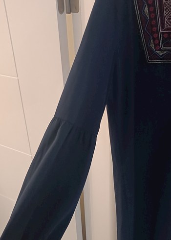 Nakışlı Mavi Bohem Uzun Elbise - Görsel 3