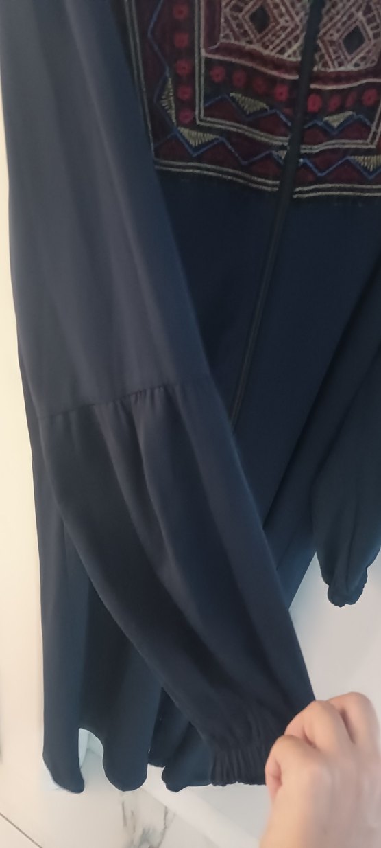 Nakışlı Mavi Bohem Uzun Elbise - Görsel 4