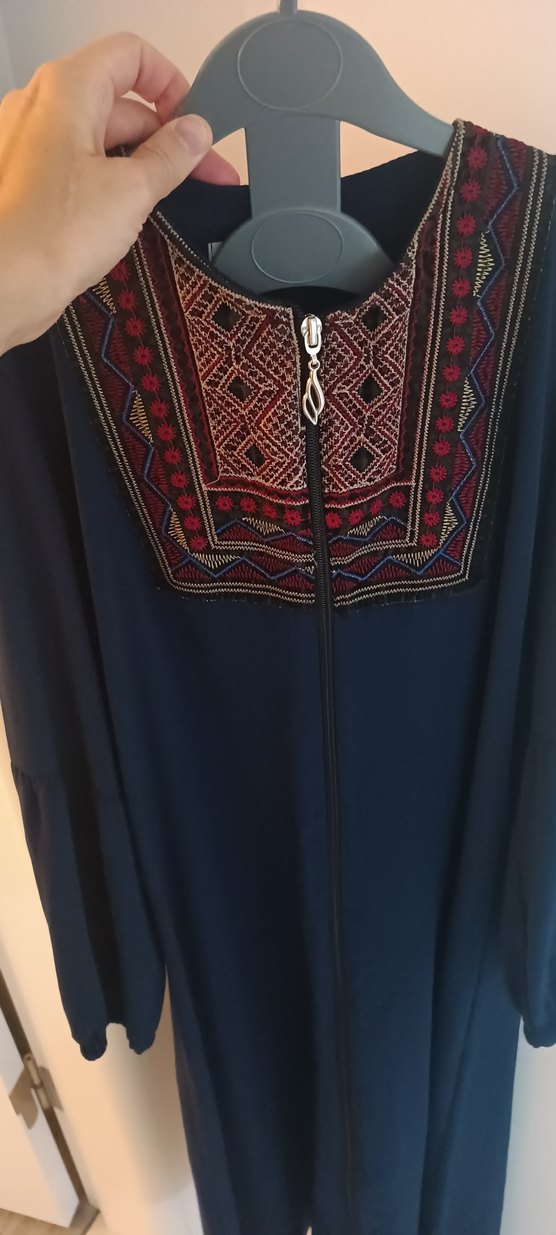 Nakışlı Mavi Bohem Uzun Elbise - Görsel 2