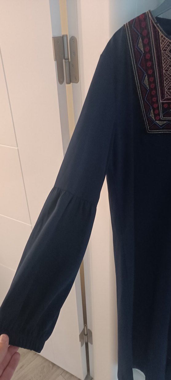 Nakışlı Mavi Bohem Uzun Elbise - Görsel 3