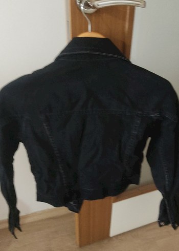 Siyah Kemerli Mini Denim Ceket - Görsel 3