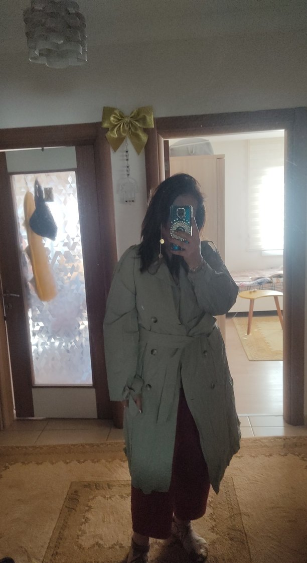 Kadın mint Midi Trençkot - Görsel 2