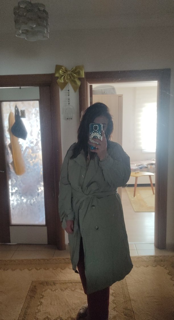 Kadın mint Midi Trençkot - Görsel 3