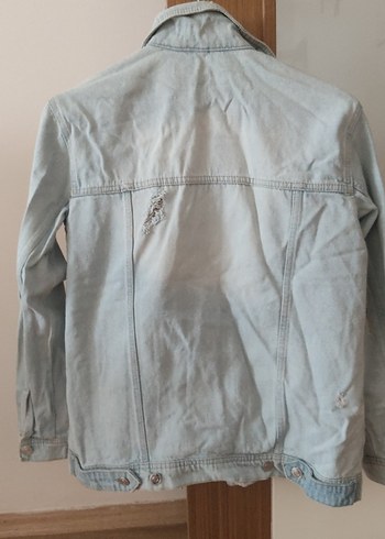 Düğmeli Gri Kadın Denim Ceket - Görsel 3