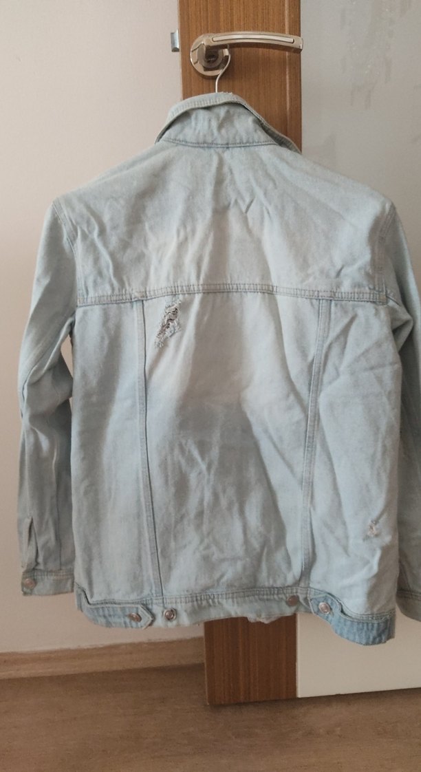 Düğmeli Gri Kadın Denim Ceket - Görsel 3