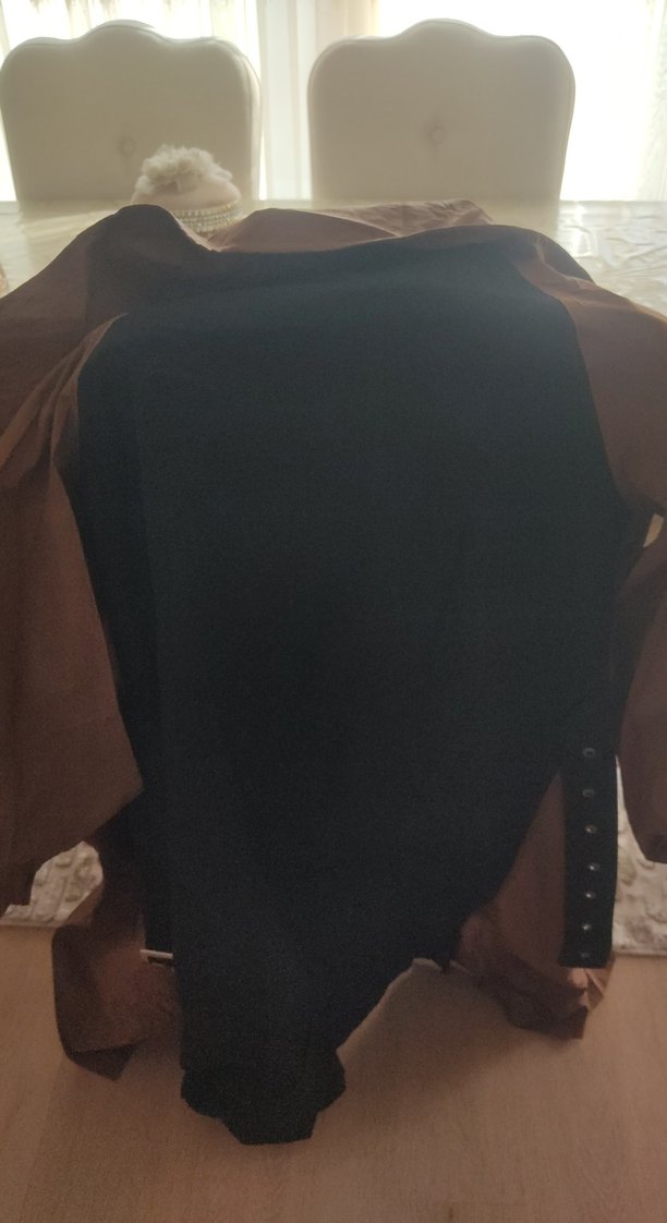 Kahverengi siyah Süet Midi Trençkot - Görsel 4