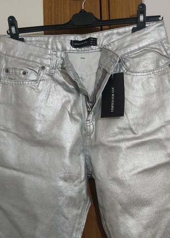 Gri Metalik Kadın Jean - Görsel 2