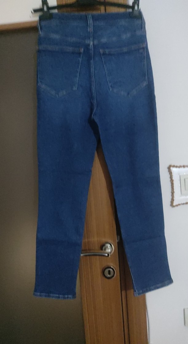 Kadın Parlak Payetli Mavi Denim Pantolon - Görsel 2
