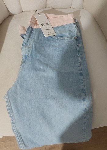 Kadın Mavi Midi Denim bel detaylı Kot Pantolon - Görsel 3