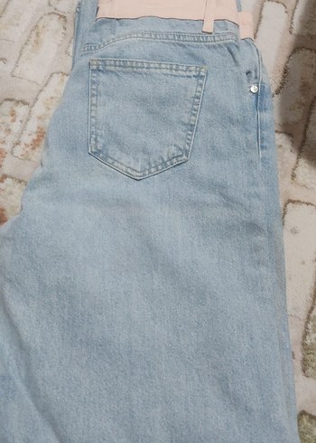 Kadın Mavi Midi Denim bel detaylı Kot Pantolon - Görsel 4