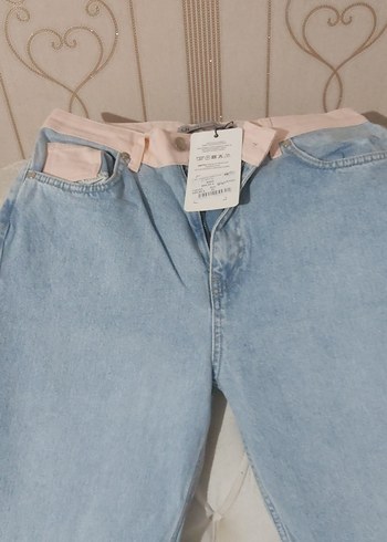 Kadın Mavi Midi Denim bel detaylı Kot Pantolon - Görsel 2