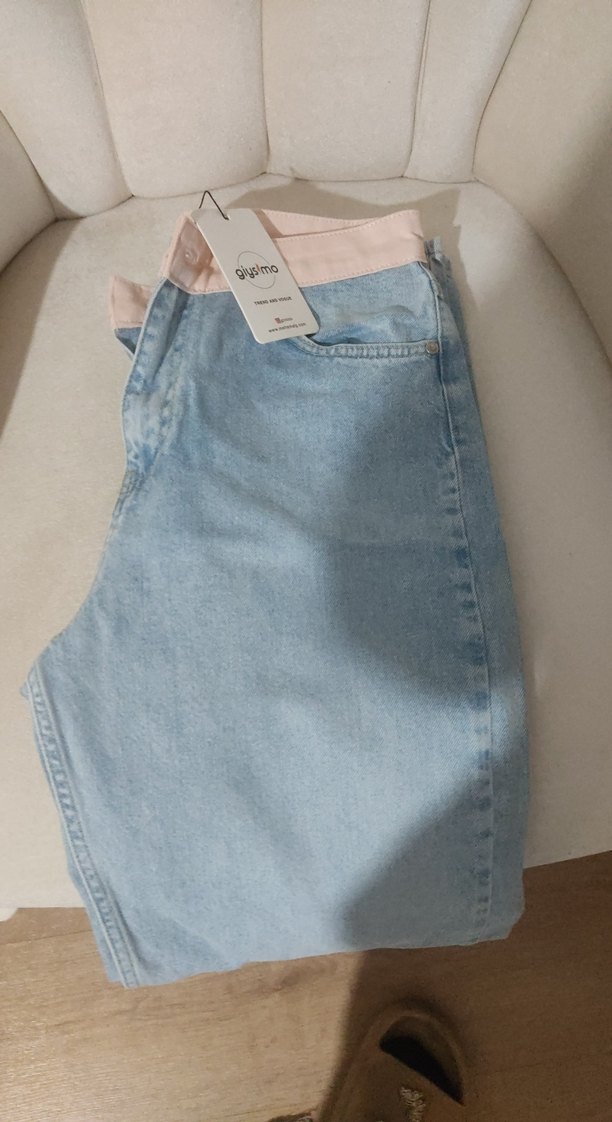Kadın Mavi Midi Denim bel detaylı Kot Pantolon - Görsel 3