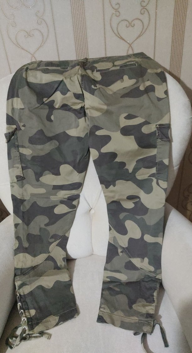 Kadın Kamuflajli taşli kargo cepli paça detaylı Pantolon - Görsel 3