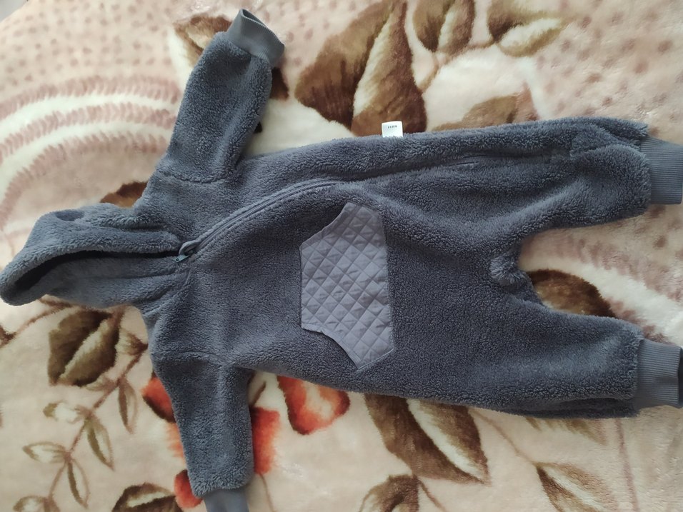 Gri Bebek Erkek Tulum Peluş Kürklü - Görsel 2