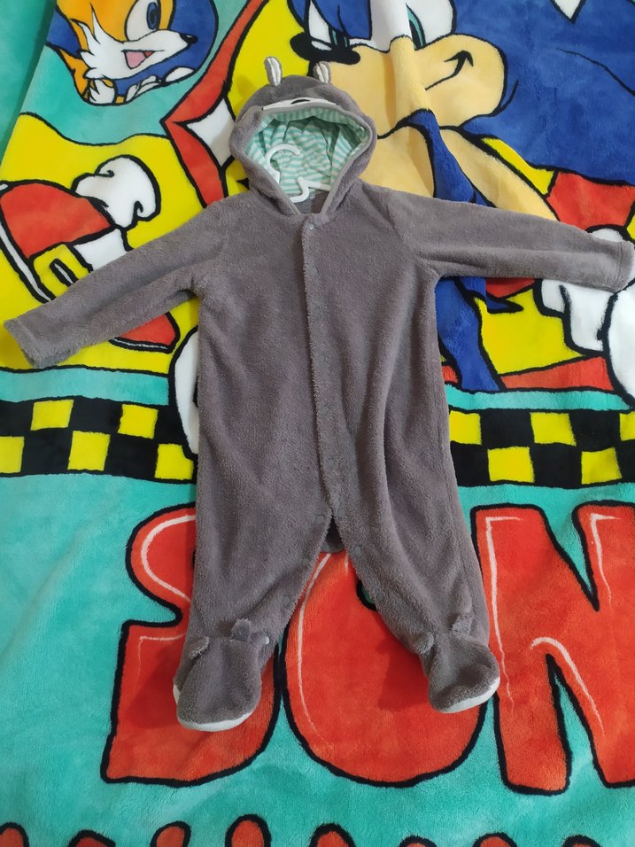 Gri Bebek Erkek Polar Tulumu Fermuarlı - Görsel 2