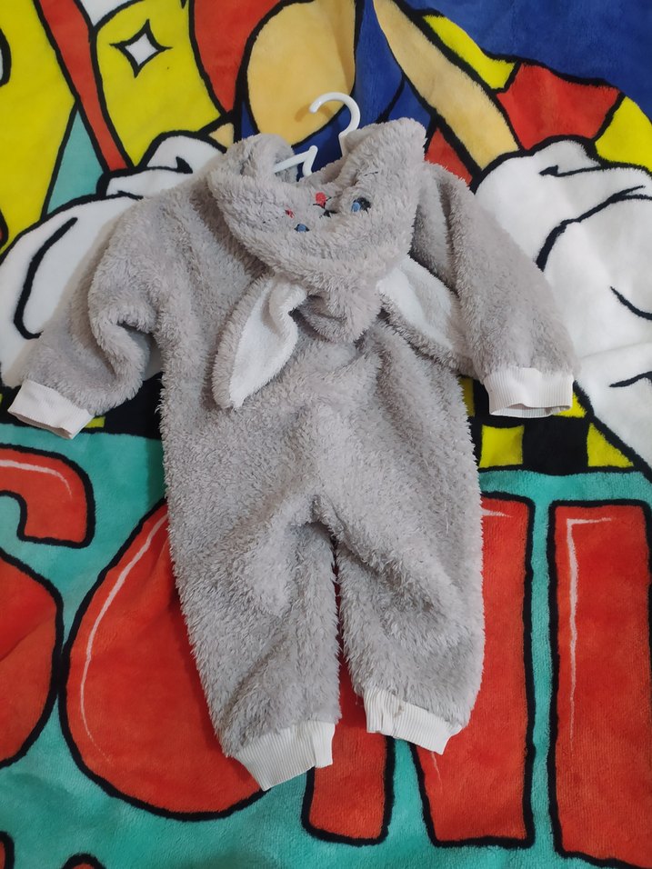 Gri Kürklü Bebek Tulumu Kulaklı - Görsel 2