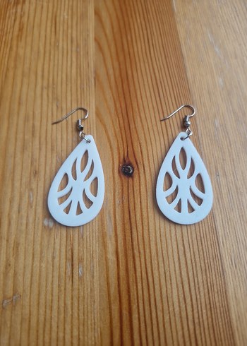 Beyaz Mini Dantel Detaylı  Küpe - Görsel 2